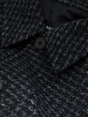 Reiss Navy Melange Packer Puppytooth Check Bomber Jacket - Image 6 of 6