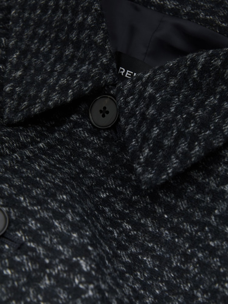 Reiss Navy Melange Packer Puppytooth Check Bomber Jacket - Image 6 of 6