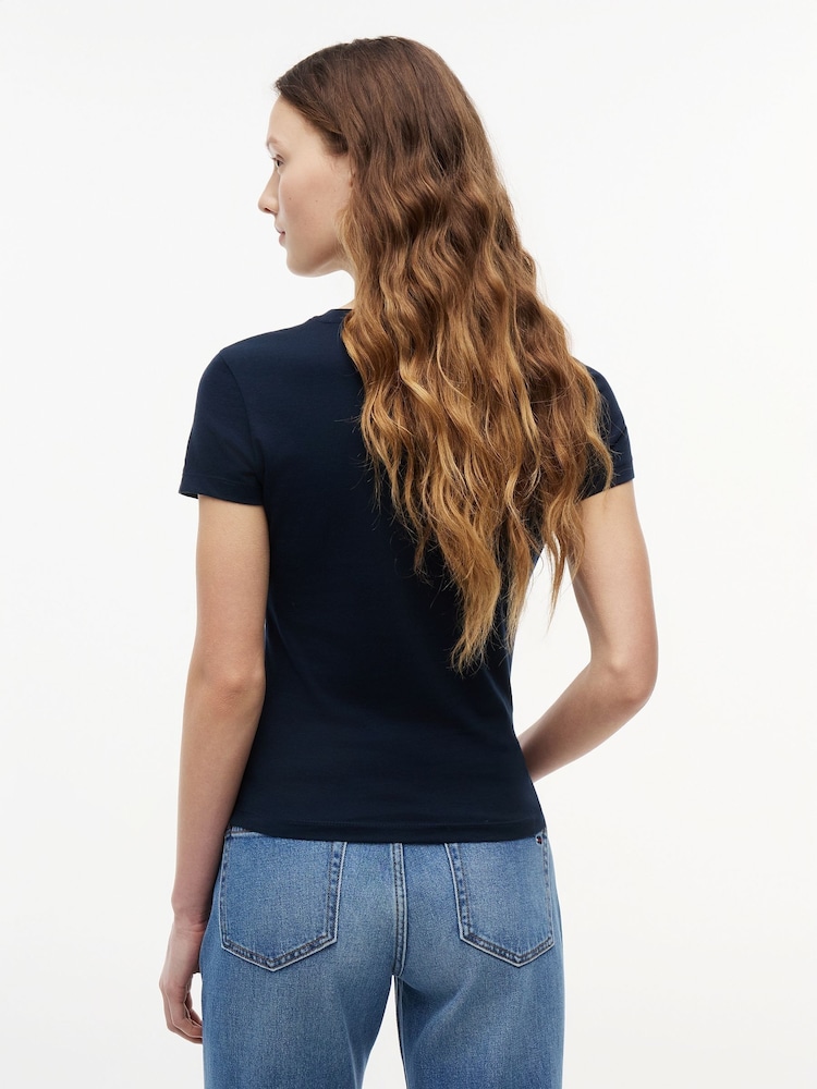Tommy Jeans Blue Logo Slim Jersey T-Shirt - Image 2 of 5
