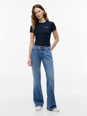 Tommy Jeans Blue Logo Slim Jersey T-Shirt - Image 3 of 5