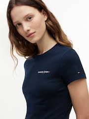 Tommy Jeans Blue Logo Slim Jersey T-Shirt - Image 4 of 5