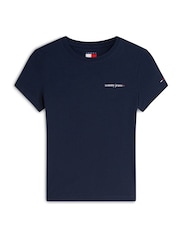 Tommy Jeans Blue Logo Slim Jersey T-Shirt - Image 5 of 5