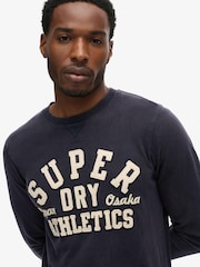Superdry Black 100% Cotton Athletic Long Sleeve Top - Image 3 of 6