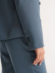 Blå - Skräddarsydd Twill Dubbelknäppt Kavaj - Bild 4 av 6