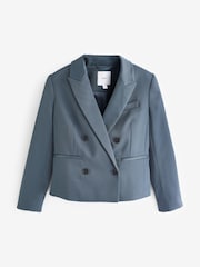 Blå - Skräddarsydd Twill Dubbelknäppt Kavaj - Bild 6 av 6