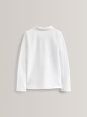 White Slim Fit 5 Pack 100% Cotton Long Sleeve School Polo Shirts (3-16yrs) - Image 3 of 3