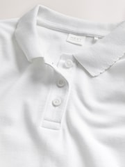 White Slim Fit 5 Pack 100% Cotton Long Sleeve School Polo Shirts (3-16yrs) - Image 5 of 5
