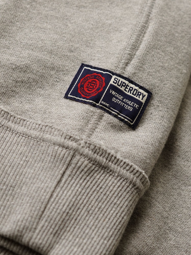 Superdry Grey Vintage Athletic Henley 100% Cotton Jumper - Image 2 of 5 Superdry Grey Vintage Athletic Henley 100% Cotton Jumper - Image 2 of 5