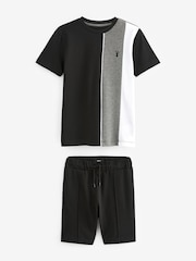 črna/siva - 100% Cotton z izrazitim barvnim vzorcem majica And Shorts Set (3-16yrs) - Slika 1 iz 2