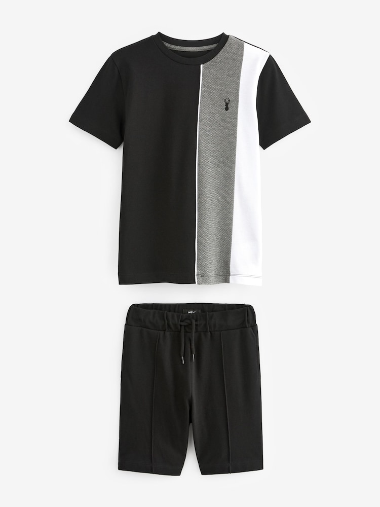 črna/siva - 100% Cotton z izrazitim barvnim vzorcem majica And Shorts Set (3-16yrs) - Slika 1 iz 2