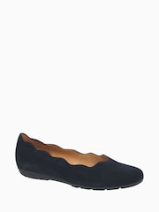 Gabor Wide Fit Blue Resist Atlantik Suede Ballerina Pumps - Image 2 of 4