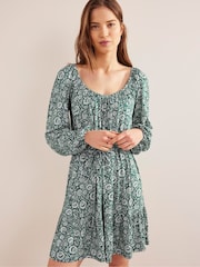 Boden Green Scoop Tiered Jersey Mini Dress - Image 1 of 5