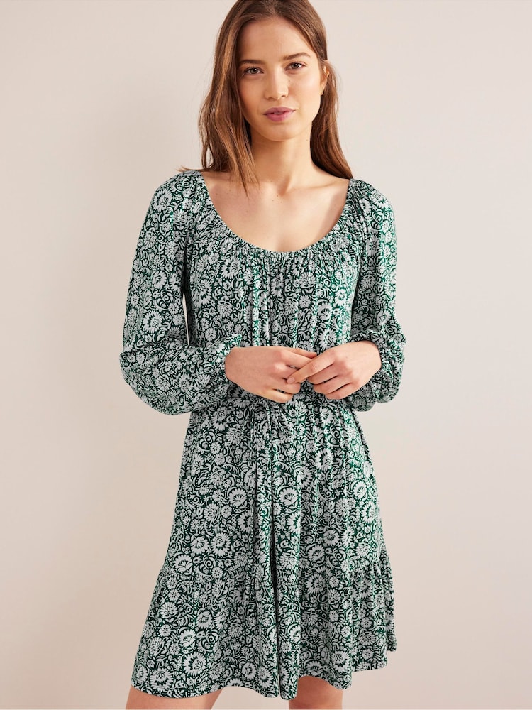 Boden Green Scoop Tiered Jersey Mini Dress - Image 1 of 5 Boden Green Scoop Tiered Jersey Mini Dress - Image 1 of 5