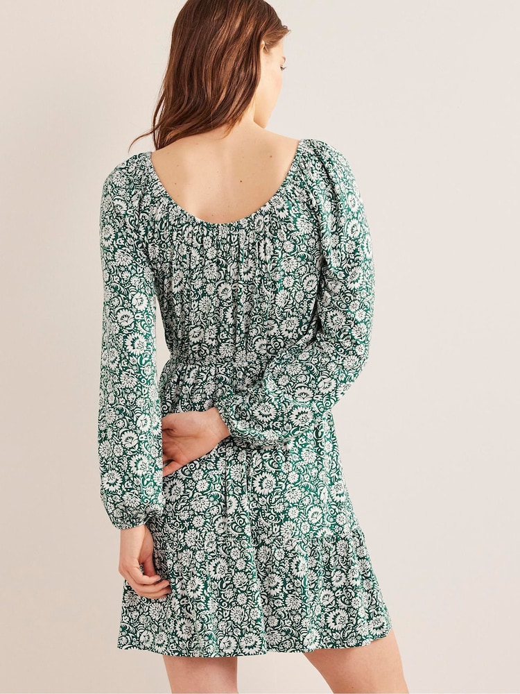 Boden Green Scoop Tiered Jersey Mini Dress - Image 2 of 5