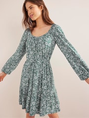 Boden Green Scoop Tiered Jersey Mini Dress - Image 3 of 5