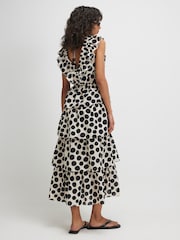 River Island Cream Polka Dot Ruffle Midi Dress - Image 3 of 4