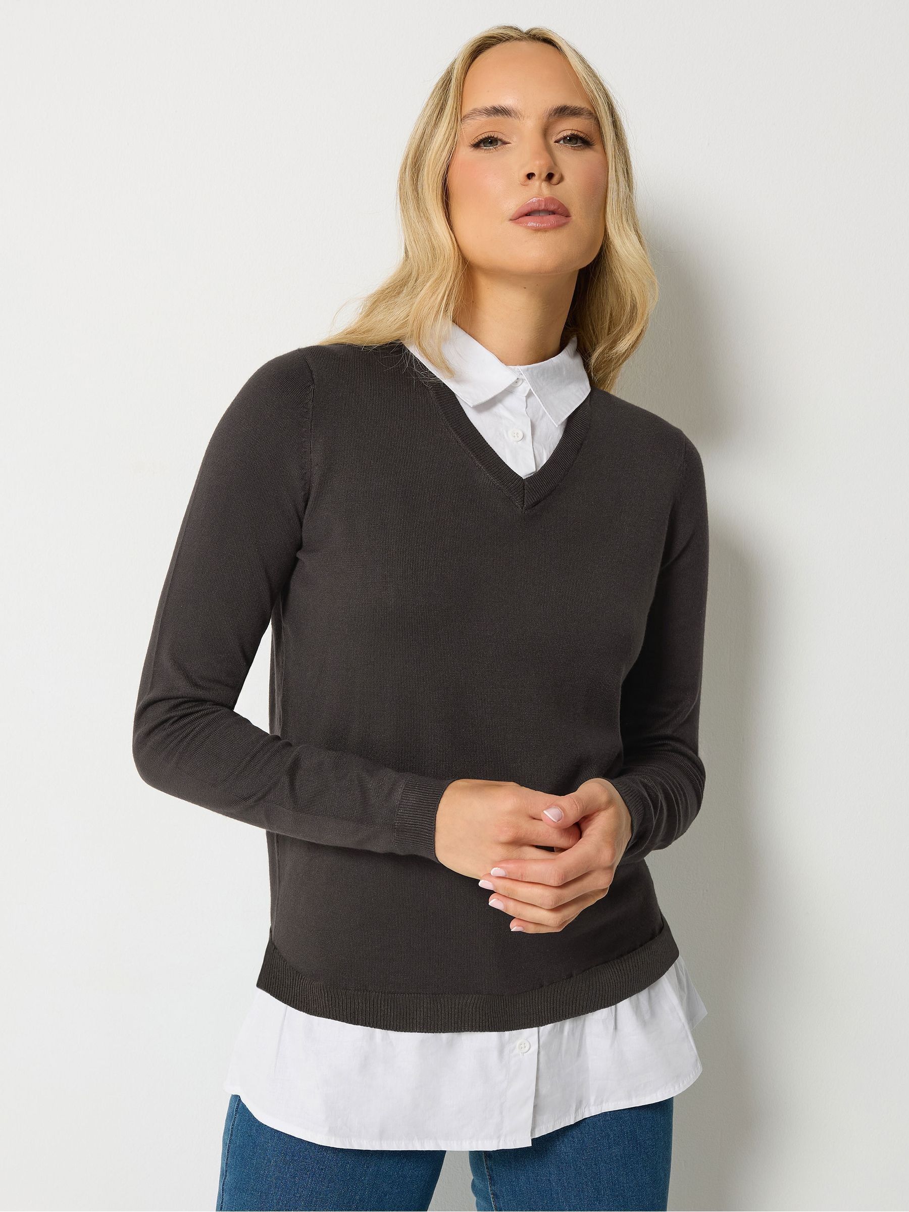 Long Tall Sally Women's Brown Tall 2-In-1 Jumper In Size 22-24 - Image 2
