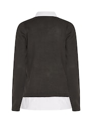 Long Tall Sally Chocolate Brown 2 In 1 Shirt Jumper - Image 6 of 6
