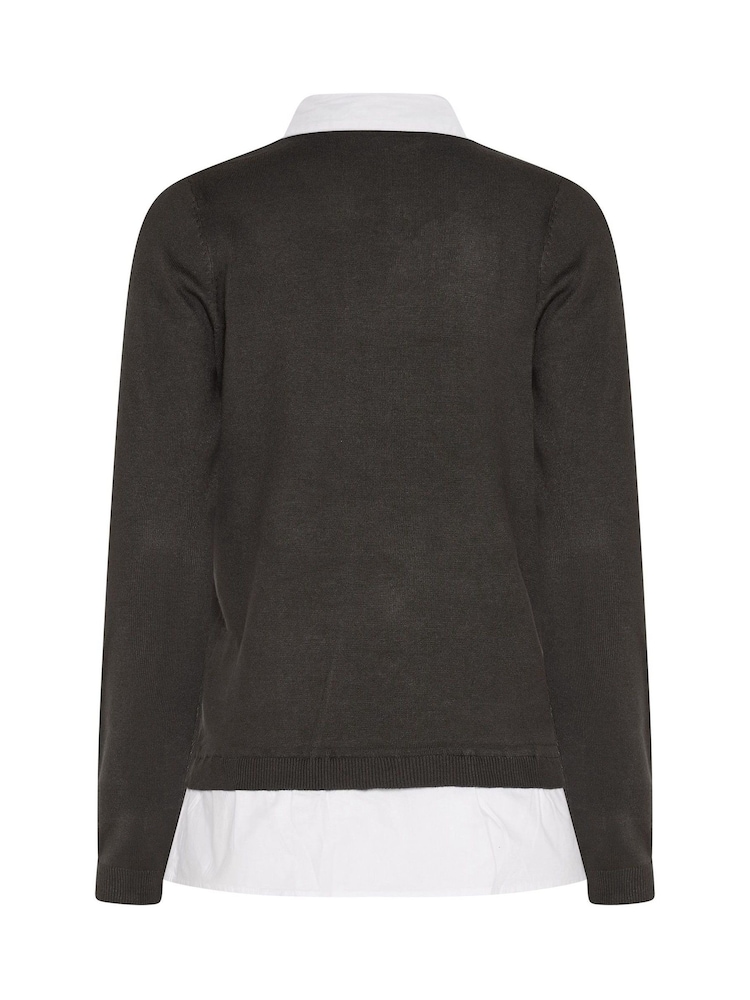 Long Tall Sally Chocolate Brown 2 In 1 Shirt Jumper - Image 6 of 6 Long Tall Sally Chocolate Brown 2 In 1 Shirt Jumper - Image 6 of 6