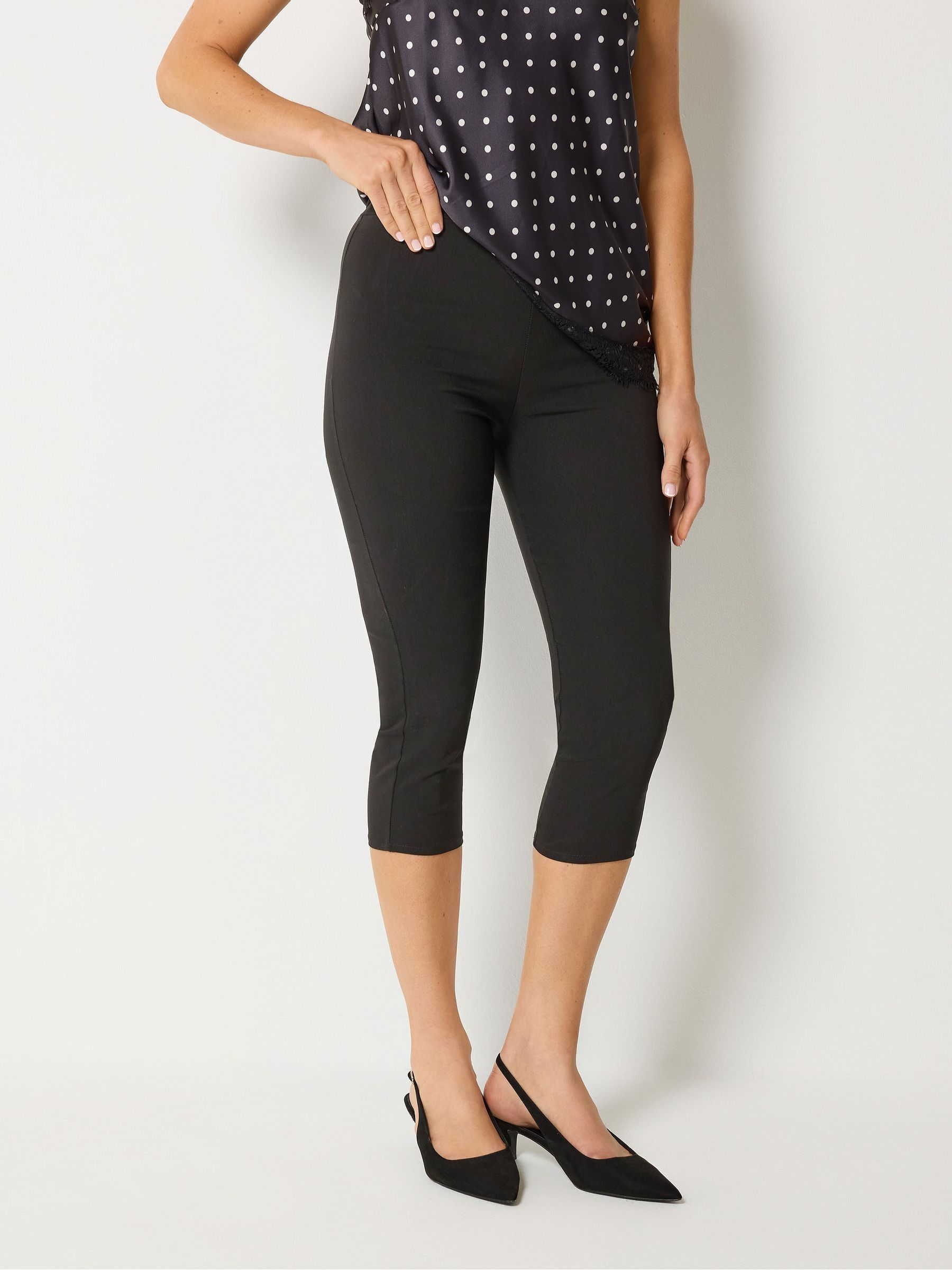 Lts Women's Black Tall Skinny Fit Capri Trousers Size 24 - Image 2