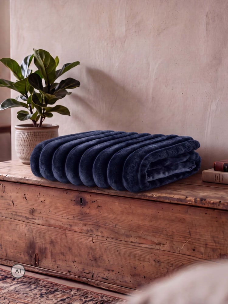 Deyongs Navy Alnwick Throw - Image 2 of 3 Deyongs Navy Alnwick Throw - Image 2 of 3