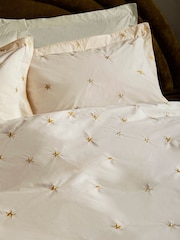 Rockett St George White Falling Star Embroidered 200 Thread Count Duvet Cover and Pillowcase Set - Image 3 of 6