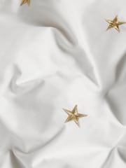 Rockett St George White Falling Star Embroidered 200 Thread Count Duvet Cover and Pillowcase Set - Image 6 of 6