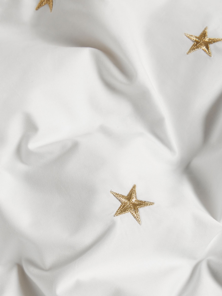 Rockett St George White Falling Star Embroidered 200 Thread Count Duvet Cover and Pillowcase Set - Image 6 of 6