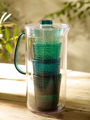 Teal Claro Plastic Picnic Drinkware Jug and Tumbler Set - Image 3 of 5