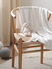 The White Company Baby Heart Pointelle 100% Cotton White Blanket - Image 1 of 3
