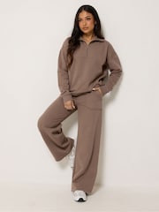 PixieGirl Petite Brown Funnel Neck Half Zip Sweatshirt - Image 2 of 6