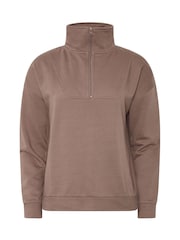 PixieGirl Petite Brown Funnel Neck Half Zip Sweatshirt - Image 5 of 6