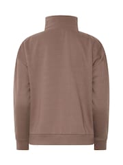 PixieGirl Petite Brown Funnel Neck Half Zip Sweatshirt - Image 6 of 6