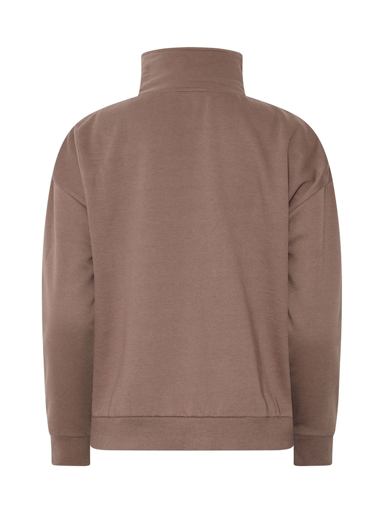 PixieGirl Petite Brown Funnel Neck Half Zip Sweatshirt - Image 6 of 6 PixieGirl Petite Brown Funnel Neck Half Zip Sweatshirt - Image 6 of 6