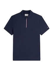Tommy Hilfiger Navy Blue Regular Fit Fluid Cotton Polo Shirt - Image 5 of 5