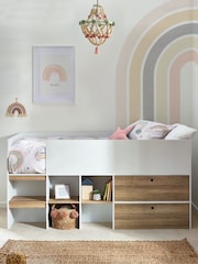 White/Wood Effect Parker Kids Storage Cabin Bed Frame - Image 1 of 6