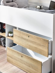 White/Wood Effect Parker Kids Storage Cabin Bed Frame - Image 3 of 6