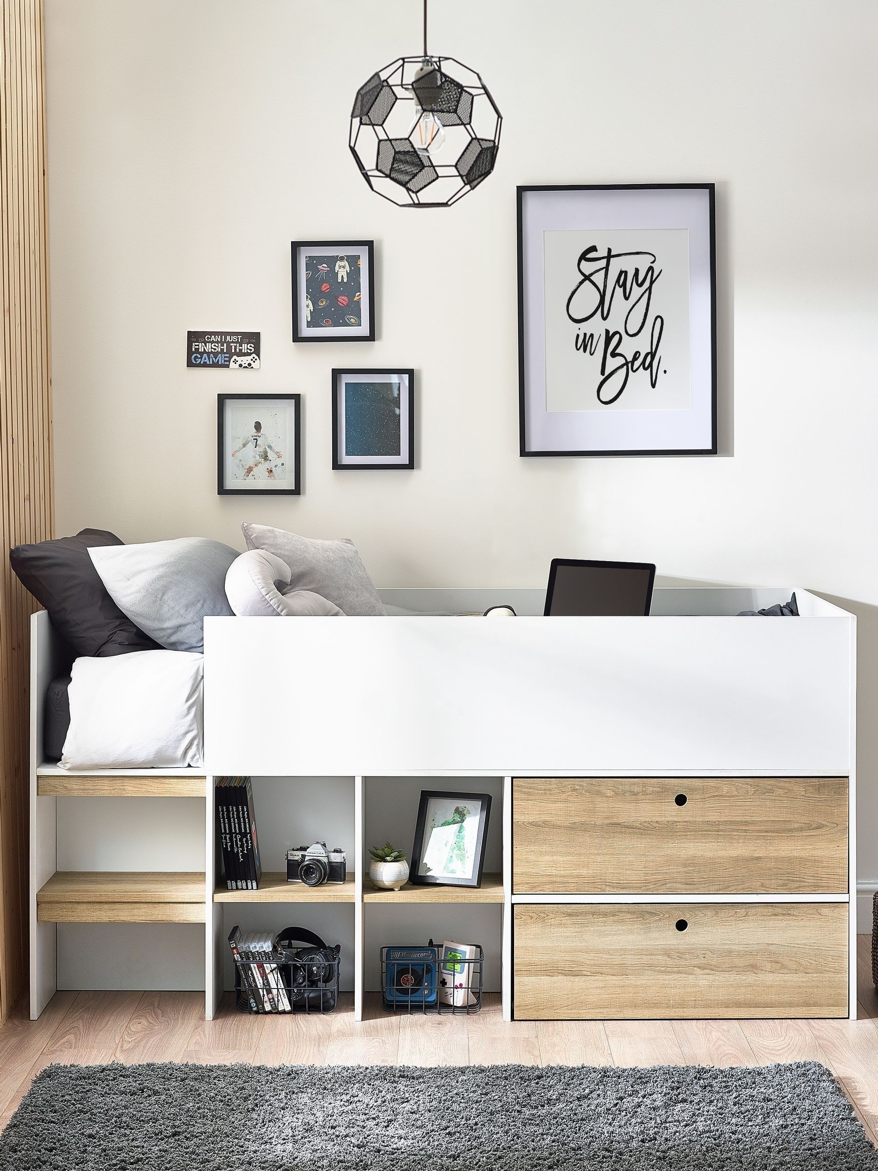 Buy White/Wood Effect Parker Kids Storage Cabin Bed Frame from Next Ireland