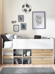 White/Wood Effect Parker Kids Storage Cabin Bed Frame - Image 4 of 6