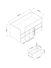 White/Wood Effect Parker Kids Storage Cabin Bed Frame - Image 5 of 6