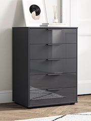 Wiemann Graphite Daytona Glass 5 Drawer Chest - Image 1 of 3