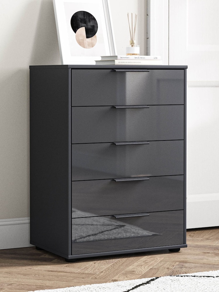 Wiemann Graphite Daytona Glass 5 Drawer Chest - Image 1 of 3