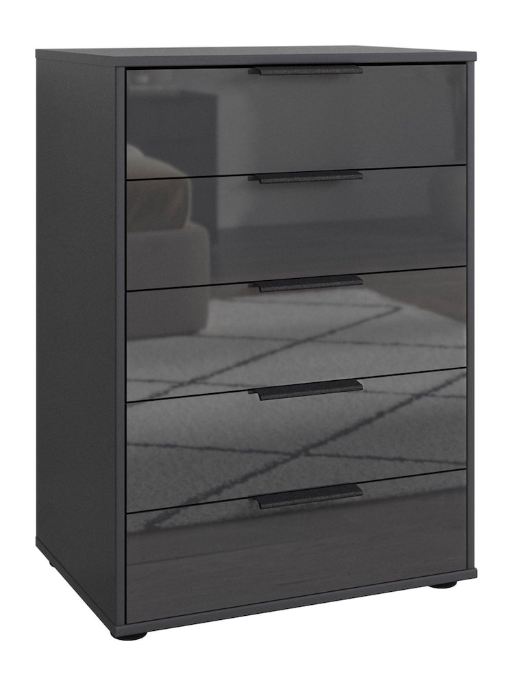 Wiemann Graphite Daytona Glass 5 Drawer Chest - Image 3 of 3