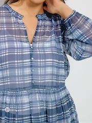 Yours Curve Blue Chiffon Peplum Blouse - Image 4 of 6