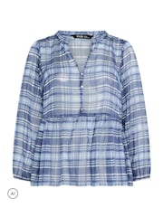 Yours Curve Blue Chiffon Peplum Blouse - Image 5 of 6