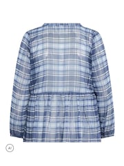 Yours Curve Blue Chiffon Peplum Blouse - Image 6 of 6