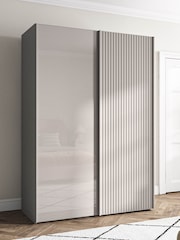 Wiemann Pebble Grey Daytona Glass Wardrobe - Image 1 of 4