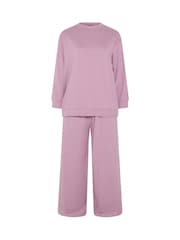 Қызғылт - Yours Curve Crew Neck Sweatshirt & Wide Leg Joggers - 6суретінің 5 суреті