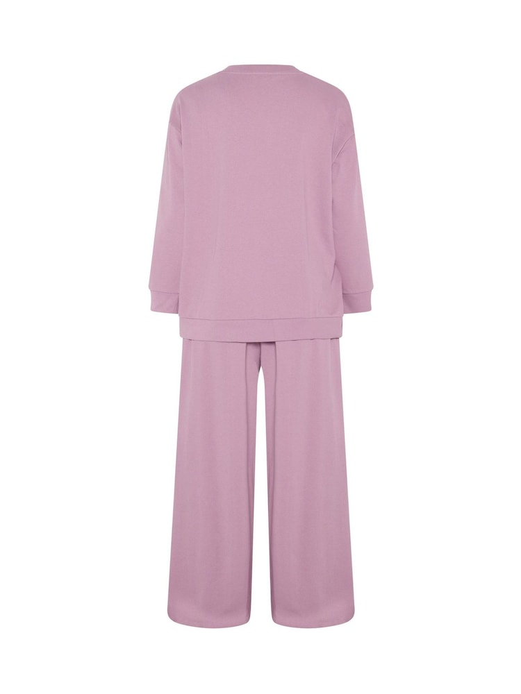 Қызғылт - Yours Curve Crew Neck Sweatshirt & Wide Leg Joggers - 6суретінің 6 суреті