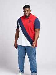 U.S. Polo Assn. Red Angled Cut & Sew 100% Cotton Polo Shirt - Image 3 of 6